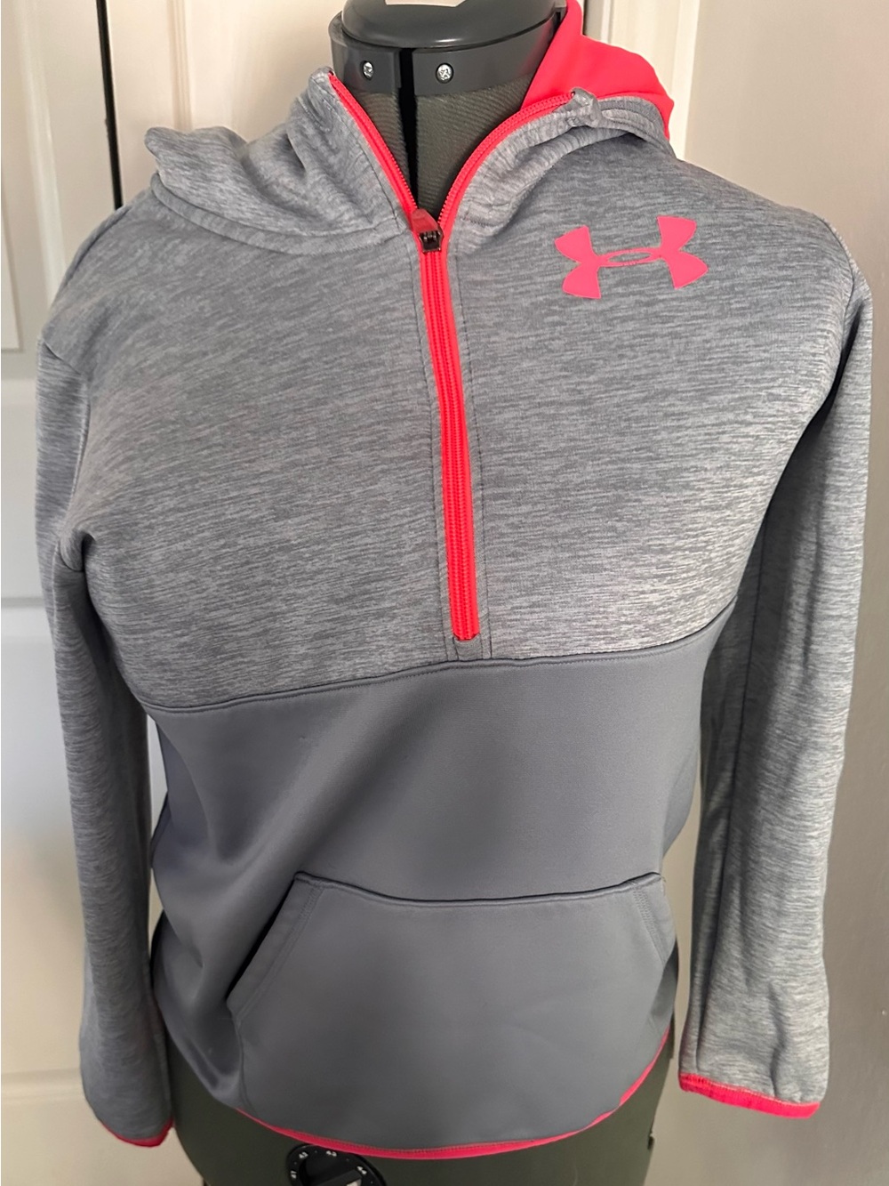 Under Armour Gray & Pink Kids' Half-Zip Hooded Pullover